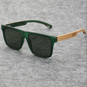Lunettes de soleil polarisées tendance pour hommes TZHFKJ, style rétro vintage, monture carrée intégrale en bambou et bois, résistantes aux UV, modèle 1008 - Product Image 2