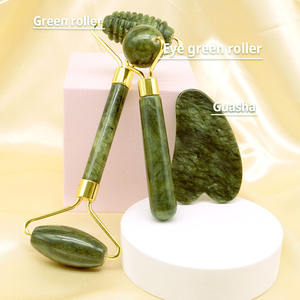 Xiuyan fábrica al por mayor BeautifulGHM 100% Natural Xiuyan verde Jade <span class=keywords><strong>Guasha</strong></span> conjunto y rodillo para la piel - Product Image 3