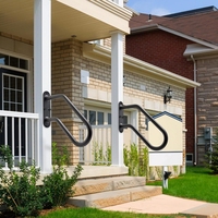 Main courante murale en acier inoxydable noire personnalisée Main courante de sécurité enduite de poudre Escalier de garage pour porche extérieur