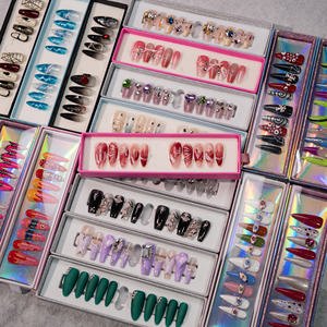 Remise d'usine 10 pièces gel français détachable pressage à la main de luxe <span class=keywords><strong>faux</strong></span> ongles artificiels ongles collants - Product Image 1