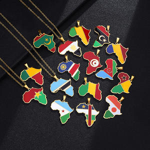 Collar con Colgante de <span class=keywords><strong>Mapa</strong></span> de África de Acero Inoxidable Personalizado con Bandera de País, con Cadena de Cuerda y Forma de Bola, Regalo - Product Image 5