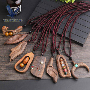 Collar de Cuentas de Madera con Cadena Larga y Piedra Natural Vintage para Mujer - Product Image 2