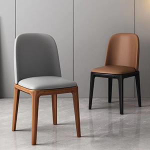 Sedia da Pranzo LULU LL-DC377 in Pelle PU, Design Moderno Europeo in <span class=keywords><strong>Legno</strong></span> Massello, Colore Personalizzabile, Struttura Robusta, Arredamento per la Casa - Product Image 1