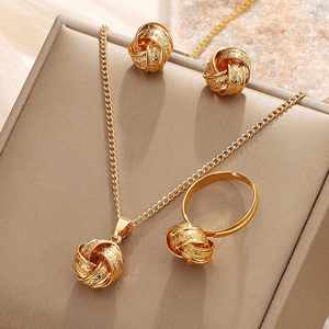 Fashion Trendy Gold Plated Necklace Earrings <b>Ring</b> <b>Set</b> White Heart Pendant Micro Insert Anniversary Gift <b>Women</b> Alloy - Product Image 3