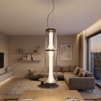 Luminaire suspendu moderne à double cylindre en acrylique avec LED, gris fumé, pour escalier, villa, hôtel, éclairage de projet