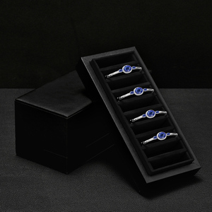 Caja de Joyería Azul de Lujo Ecológica FANXI, Caja Premium para Anillos de Cuero PU y Microfibra - Product Image 1