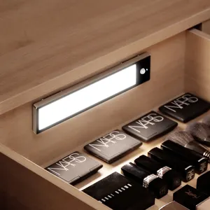 Алюминиевый светодиодный ночник с USB и датчиком движения, комнатная лампа для шкафа с сенсорным управлением, беспроводной ультратонкий светильник для гардероба