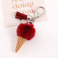 Porte-clés Pompon Glace en Peluche Moelleux et Mignon, Breloque de Sac à Pompon, Mini Pendentif Glace pour Sac à Dos, Porte-clés de Voiture, Support de Clés