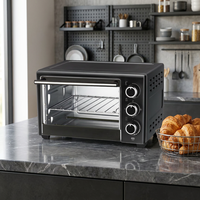 Four électrique de table compact - Mini four grille-pain avec boîtier métallique et porte en verre, capacité 18L, multifonction pour usage domestique