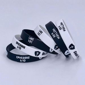 Religious Belief Cross Pattern Bible Inspirational Silicone Wristband Holiday Party Rubber <b>Bracelet</b> - Product Image 6