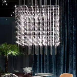Customized Engineering Hotel Exhibition Decoration Large Chandelier Rectangle Cube <strong>Pendant</strong> <strong>Light</strong> - Product Image 1