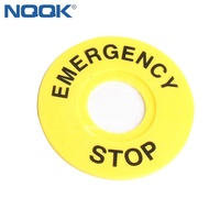 Panneau d'arrêt d'urgence chinois 22x60, plaque d'avertissement 22mm 60mm, matériau plastique, 16A max. Courant 250V Max. Tension