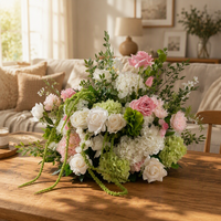 Boule de fleurs artificielle blanche et verte personnalisée, faite à la main, pour centre de table, décoration d'événements de mariage en extérieur