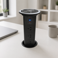 Multiprise motorisée intelligente rétractable avec protection contre les surtensions, 3 prises 10A et double ports USB, pour cuisine, Nouvelle-Zélande et Australie