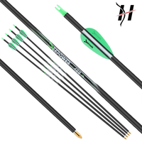 Flèche en carbone pur HT Archery 4,2 mm avec pointe en acier pour arc classique, arc à poulies et longbow, rectitude 0,003, pour tir de compétition