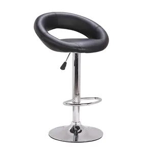 Desain kursi Bar batang angkat hidrolik, bangku Bar lapisan kulit putih rotasi 360 derajat
