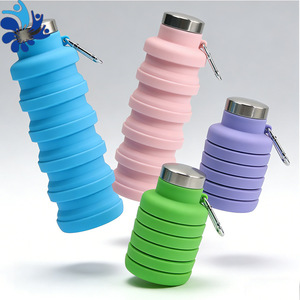 Bouteille d'eau pliable en silicone 500 ml, légère, portable, pour le cyclisme en plein air, voyage, tasse à boire multicolores - Product Image 5