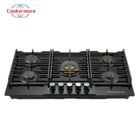 Appareils de cuisine CM-ZJH-G506 Table de cuisson à gaz à 5 brûleurs Allumage électronique Brûleur Batterie Alimentation Compatibilité Table de cuisson à gaz en métal