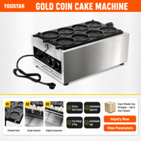 Machine à gaufres 10 pièces en forme de pièce d'or pour pâtisserie, boulangerie, vente de street food, boulanger commercial, en acier inoxydable