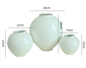 Vaso di ceramica grossolana disegnato a mano vaso di luna bianca con ornamento di fiori secchi fiori sollevati in acqua nel soggiorno - Product Image 5