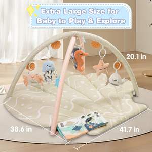 <span class=keywords><strong>Tapis</strong></span> d'éveil pour bébé surdimensionné, <span class=keywords><strong>tapis</strong></span> d'activités pour le temps sur le ventre pour bébés de 0 à 6 mois, <span class=keywords><strong>tapis</strong></span> d'éveil pour bébé en forme de coquille avec 6 jouets détachables - Product Image 4