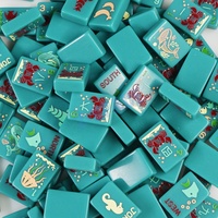 Jeu de Mahjong en Acrylique OEM ODM Personnalisé avec des Tuiles Colorées Vertes, Roses et Blanches