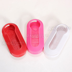 Boîtier de clé télécommande à 3 boutons pour Fiat 500 Brava Panda Punto Rouge/Rose/Blanc – Housse de protection pour télécommande - Product Image 2