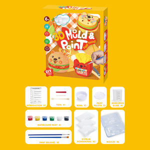 Safety Non-toxic Kids DIY <strong>Plaster</strong> Crafts Funny Fast Food Hamburg 3D <strong>Plaster</strong> Mold Color Painting <strong>Set</strong> - Product Image 3