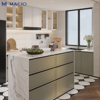 MACIO Shaker - Armoires d'îlot de cuisine de luxe en bois, design personnalisé, prêtes à assembler, ensemble complet, pour villa, OEM/ODM, directement de l'usine