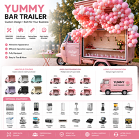 Camión Bar Móvil de Lujo, Carrito de Comida y Bebidas Vintage con Ventana de Servicio para Café, Cócteles, Vino, Bodas, Fiestas, Eventos y Catering