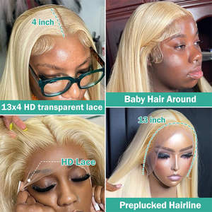 613 Blonde Couleur Deep Wave Bouclés Perruque 13x4 Full Lace Front Perruque 210 Densité 100% Perruques de Cheveux Humains pour les Femmes en Liquidation - Product Image 5
