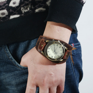 <span class=keywords><strong>Montre</strong></span> à <span class=keywords><strong>bracelet</strong></span> en <span class=keywords><strong>cuir</strong></span> véritable large rétro Relogio pour homme, <span class=keywords><strong>montre</strong></span> à quartz punk, <span class=keywords><strong>bracelet</strong></span> de <span class=keywords><strong>montre</strong></span>, <span class=keywords><strong>montre</strong></span> de poignet inhabituelle (WA212) - Product Image 2
