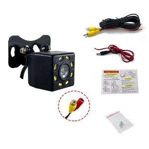 AIO רכב Rearview מצלמה עמיד למים נסתרת רחבה זווית 150 תואר בחזרה בטיחות חניה לסייע קו, 8 LED ראיית לילה אורות