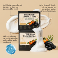 Savon blanchissant au charbon de bambou et au kaki 100g – Barre de savon à mousse fine pour un nettoyage doux et un rinçage facile – Savon multi-peaux rafraîchissant