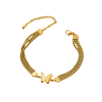 Bracelet à breloques papillon en acier inoxydable plaqué or, chaîne à maillons multicouches, bracelet pour femme, bijoux cadeau
