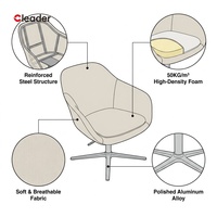 Fauteuil de bureau ergonomique pivotant à 4 étoiles avec dossier et assise rembourrés, idéal pour la réception, le commerce, le loisir et le design moderne.