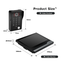 Système de sonnette avec écran tactile de 7 pouces, système d'interphone, visiophone, contrôle d'accès par carte RFID