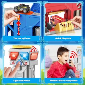 Grande Set Gioco Città con Suoni e Luci, Stazione di Polizia e Vigili del Fuoco Pieghevole, Pista Trasformabile per Bambini da 2 a 4 Anni, in Plastica - Product Image 5