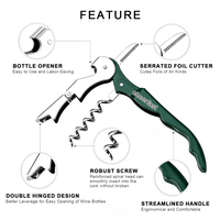 Tire-bouchon de sommelier classique à double charnière avec coupe-capsule articulé pour les amateurs de vin