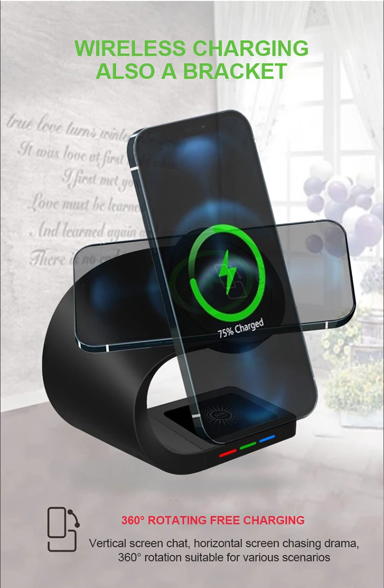4 in 1 Wireless Charger Magnetic Charging Station Stand 15W Fast Wireless Charging Pad for Phone  Watch