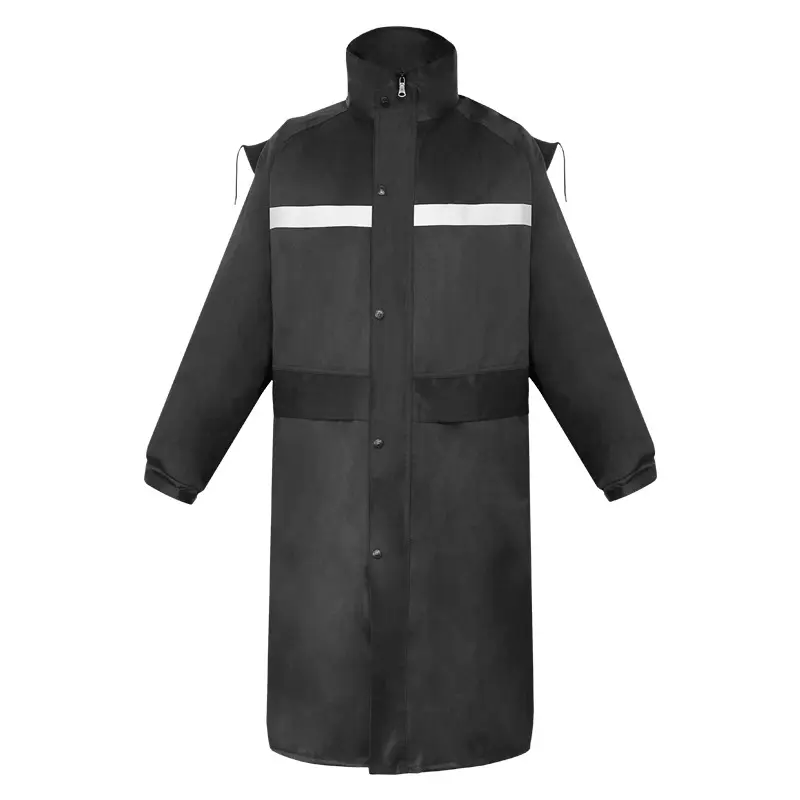 Waterproof raincoat with polyester fabric coating comfortable rain wear long rain coat