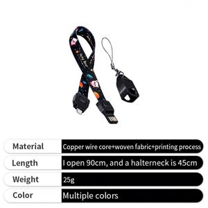 2025 Neck Lanyard Charging <b>Cable</b> Woven Fabric Custom Logo Cross Body USB C Fast Charge Data <b>Cable</b> with Buckle - Product Image 4