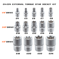 Fournisseur de kits de douilles de type E 14 pièces, douilles hexagonales Torx à 6 points, douilles spline pour la réparation automobile