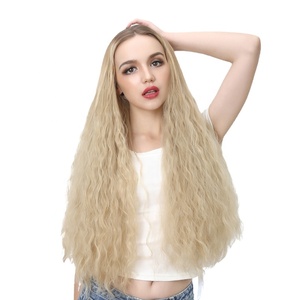 SARLA vente en gros 30 pouces <span class=keywords><strong>Afro</strong></span> U partie 3/4 <span class=keywords><strong>demi</strong></span>-tête Extensions de <span class=keywords><strong>perruque</strong></span> naturel vague profonde crépus bouclés cheveux longs perruques synthétiques - Product Image 1