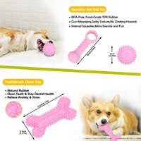 Ensemble de jouets à mâcher pour chien en TPR rose, jouets interactifs qui couinent pour les chiots en pleine dentition