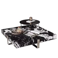 Table basse carrée en marbre moderne italienne avec design décoratif pour le salon