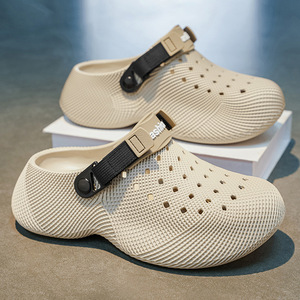 Multi Holes Breathable Clogs Men Shock Absorbing Thick Platform Sole Wear Resistant Two Ways Wear Comfort Flip Flops <b>Slippers</b> - Product Image 1