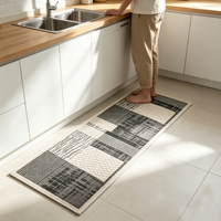Küchenläufer Teppich Gepolstert Fleckresistent Waschbar Polyester Niedrigflorige Bodenmatte Landhaus Moderne Küchendekoration