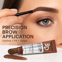 SEVEN GIRL 2 in 1 Pomade Alis Tahan Air Krim Eyeliner Tahan Lama dengan Kuas Miring Cokelat Tua Cokelat Muda