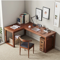 Bureau d'ordinateur d'angle en forme de L en bois massif moderne Bureau à domicile Haut de gamme Grand bureau d'ordinateur avec tiroirs